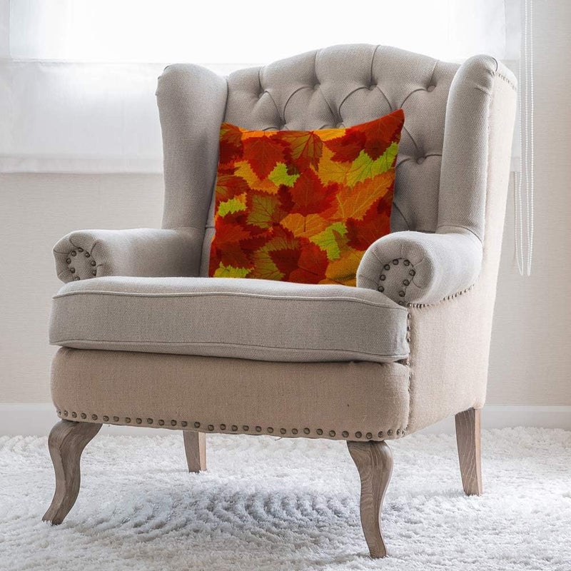 Moslion Maple Leaf Pillows Fall Throw Pillow Cover Autumn Leaves Maple Tree Pillow Case 18x18 Inch Cotton Linen Canvas Square Cushion Decorative Cover Happy Father's Day for Sofa Bedroom Orange - Image 4